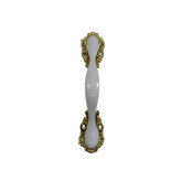 دستگیره درب کمد و کابینت مدل دوپیچ سفیدطلایی