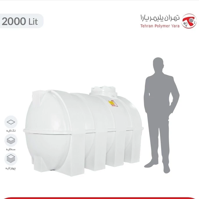 مخزن آب(تانکر) 2000 لیتری افقی (پس کرایه)