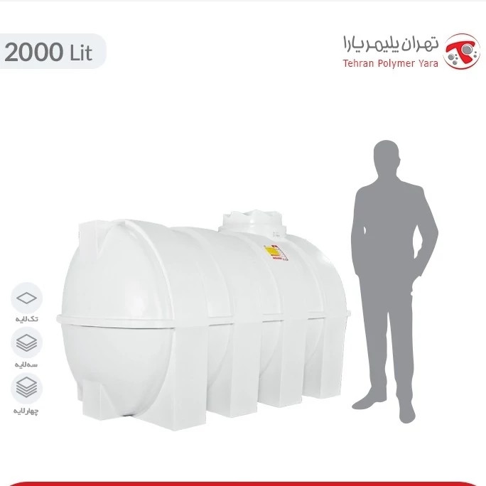 مخزن آب(تانکر) 2000 لیتری افقی (پس کرایه)