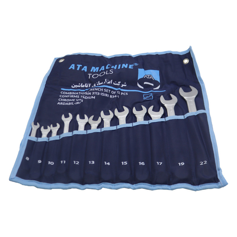 آچار یکسر تخت و یکسر رینگی آتا مدل YP-8-22/12PCS مجموعه 12 عددی