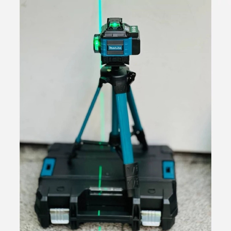 تراز لیزری نور سبز شارژی 4 بعدی16 خط دوباطری با ریموت ماکیتا4D360(با کیفیت ترین تراز 4 بعدی بازار)