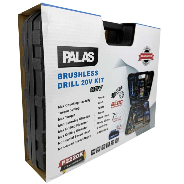 کیت دریل شارژی 20 ولت پالاس مدل P2220K