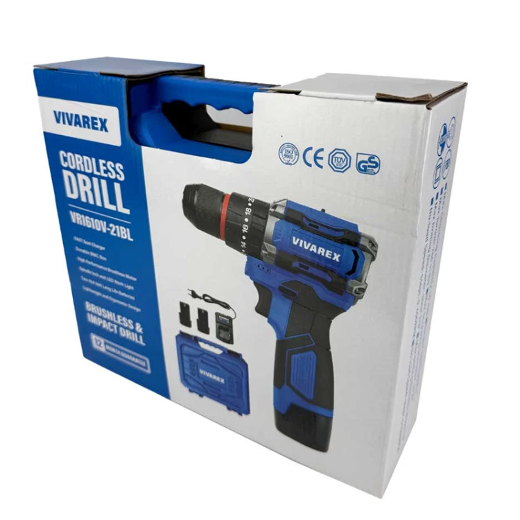 دریل شارژی 16/8 ولت براشلس ویوارکس مدل VR1610V-21BL