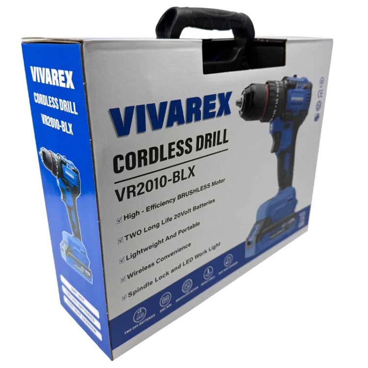 دریل شارژی 20 ولت براشلس ویوارکس مدل VR2010-BLX