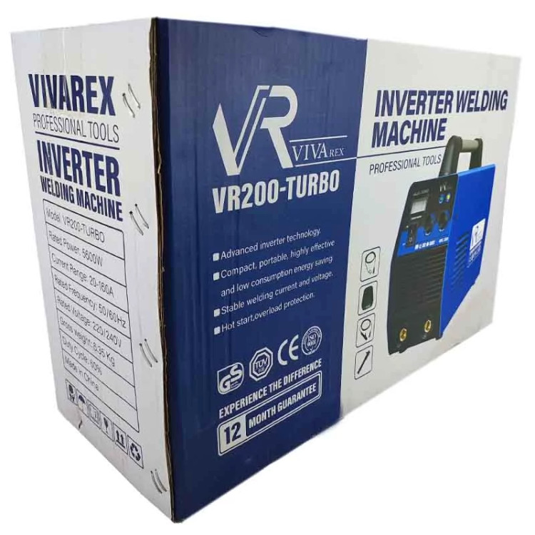 اینورتر جوشکاری 200 آمپر (توربو) با لوازم ویوارکس مدل VR200-TURBO( یکسال گارانتی )