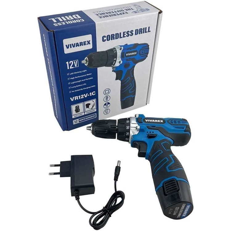 دریل شارژی پیچ گوشتی 12ولت ویوارکس مدل VR12V-1C ( یکسال گارانتی )