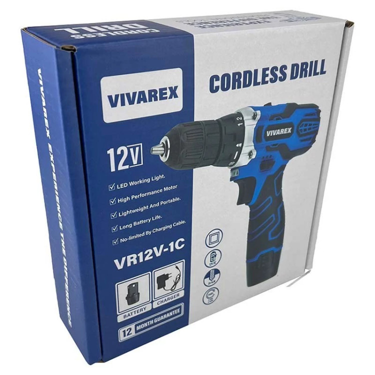 دریل شارژی پیچ گوشتی 12ولت ویوارکس مدل VR12V-1C ( یکسال گارانتی )
