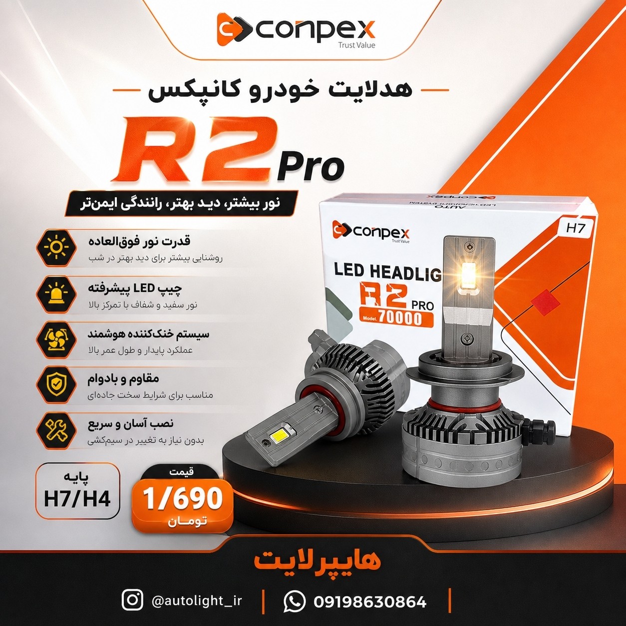 هدلایت کانپکس R2Pro بسته دو عددی پلمپ(پس کرایه)