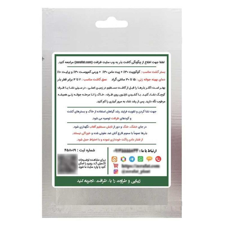 بذر تره ظرافت مدل BZ1053 بسته 4 عددی