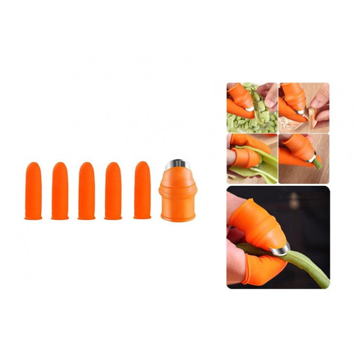 چاقو انگشتی میوه چینی کد 240372 به همراه محافظ انگشت مجموعه 6 عددی