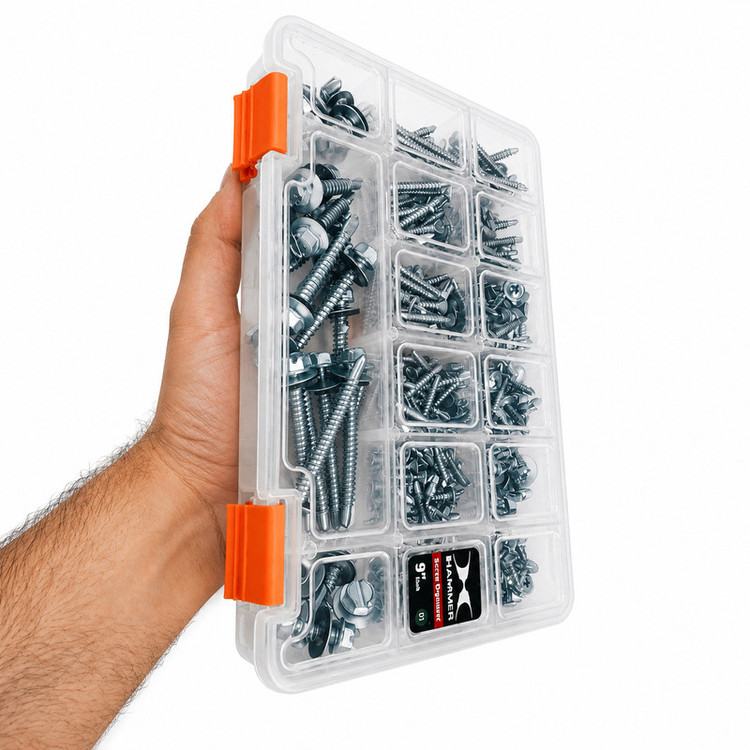 پیچ سرمته هامر مدل شیروانی و سر تخت و واشردار کد Multiple Sizes L مجموعه 340 عددی