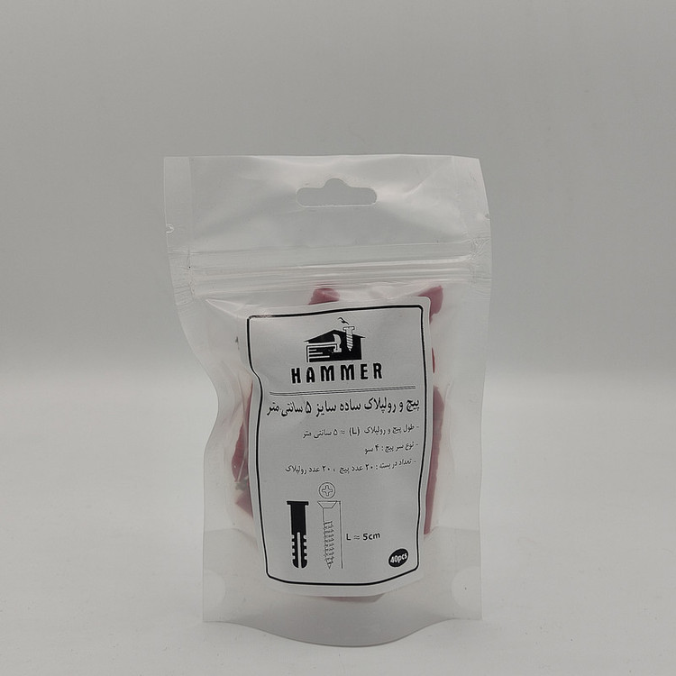 پیچ و رول پلاک هامر مدل 4so-5cm مجموعه 40 عددی