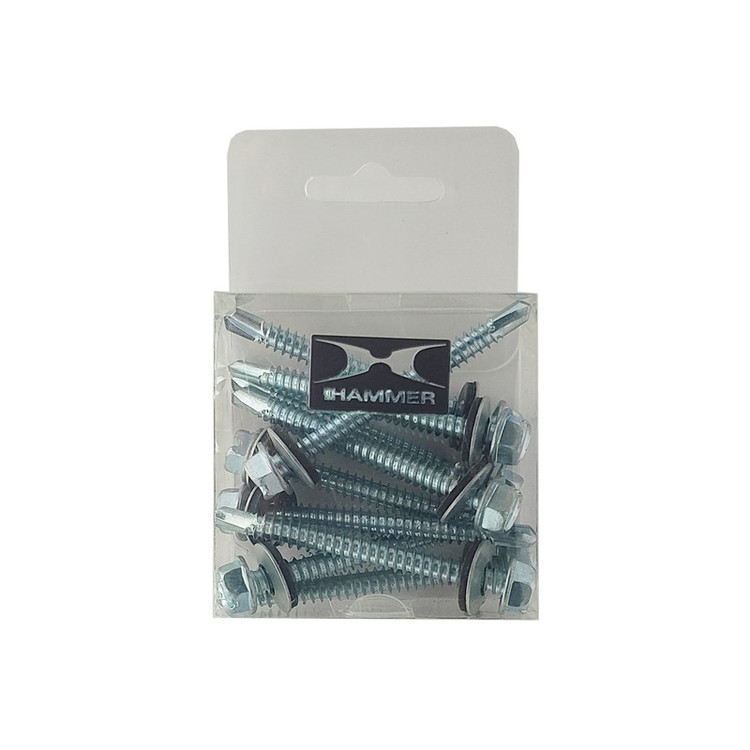 پیچ سرمته هامر مدل شیروانی واشردار کد 60mm بسته 10 عددی