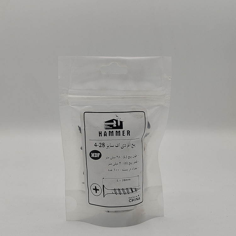 پیچ ام دی اف هامر مدل 4x28mm بسته 100 عددی