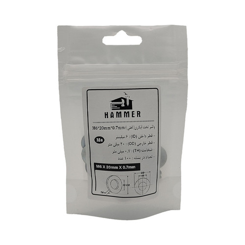 واشر هامر مدل تخت کد M6-20 بسته 100 عددی