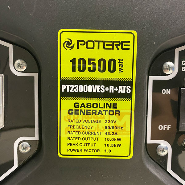 موتور برق بنزینی پوتر 10.5کیلووات مدل PT23000VES+R+ATS