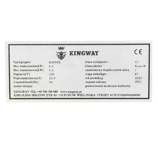 موتور برق کینگ وی 6 کیلو وات مدل K6000E