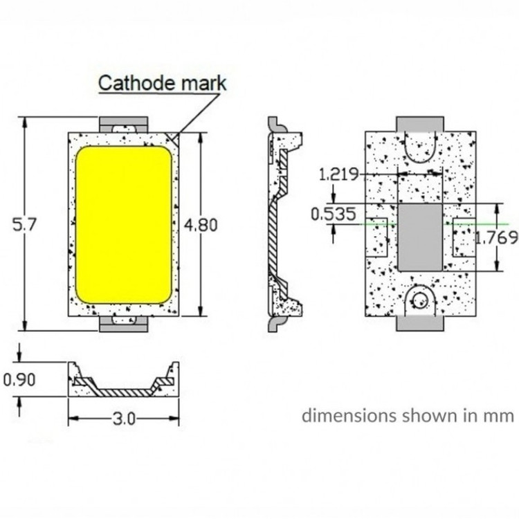 SMD LED سبز پکیج 5730 بسته 50 عددی