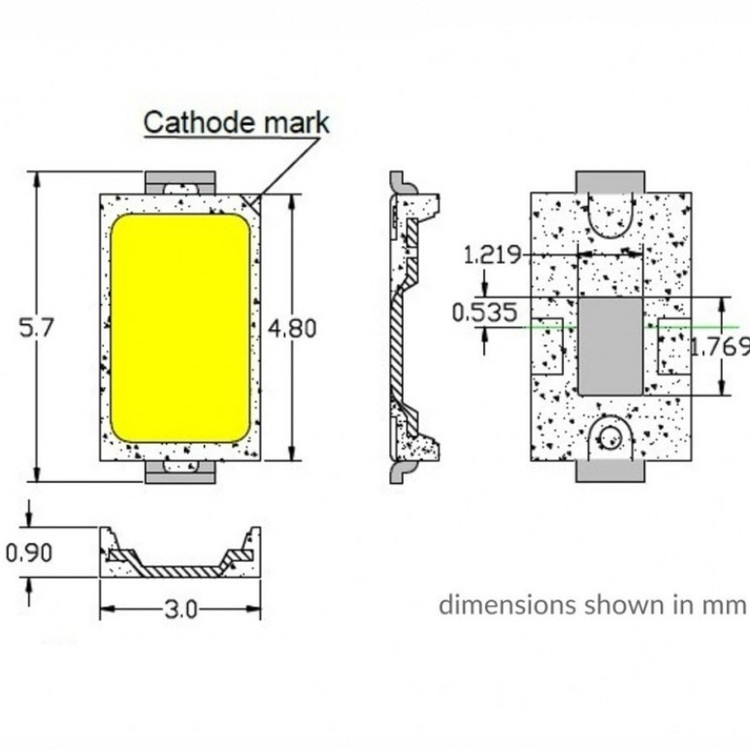 SMD LED آبی پکیج 5730 بسته 50 تایی