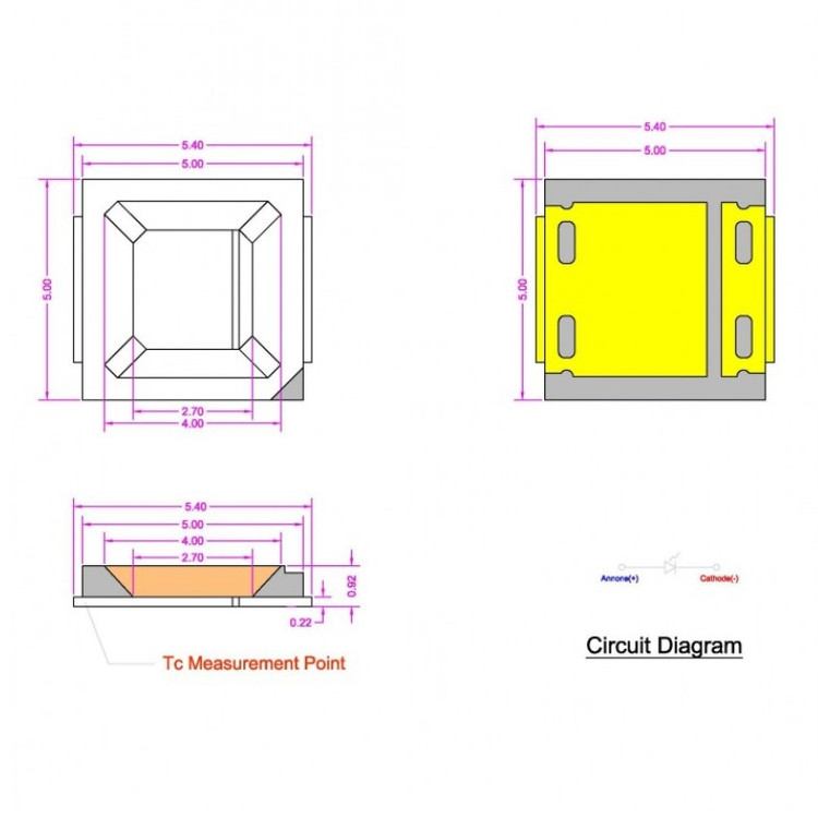 LED قرمز SMD پکیج 5054 بسته 50 عددی